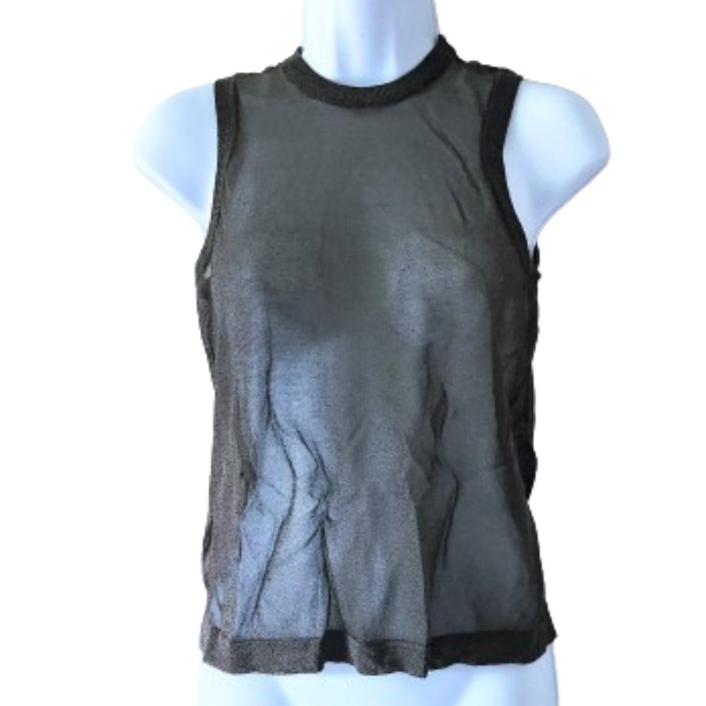 gorgeous vintage LOUIS FERAUD Chocolate brown knit mesh sleeveless top  SZ S